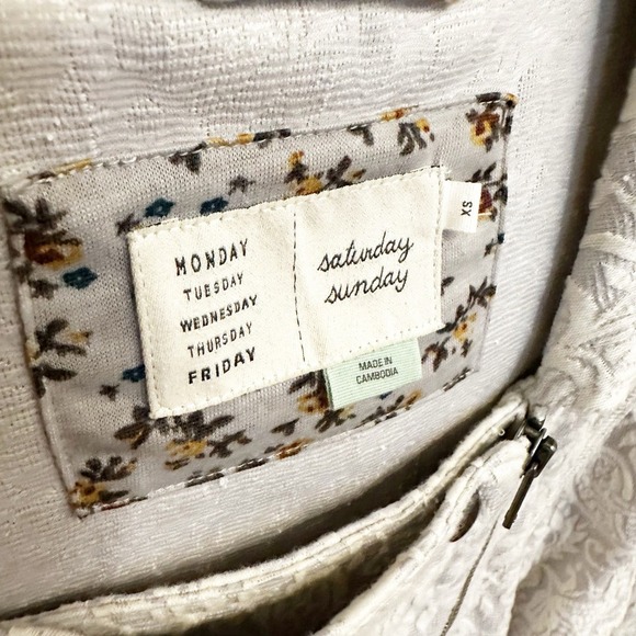 Anthropologie Saturday Sunday Luddy Moto Paisley Knit Sweater Jacket Pale Grey - Picture 6 of 11